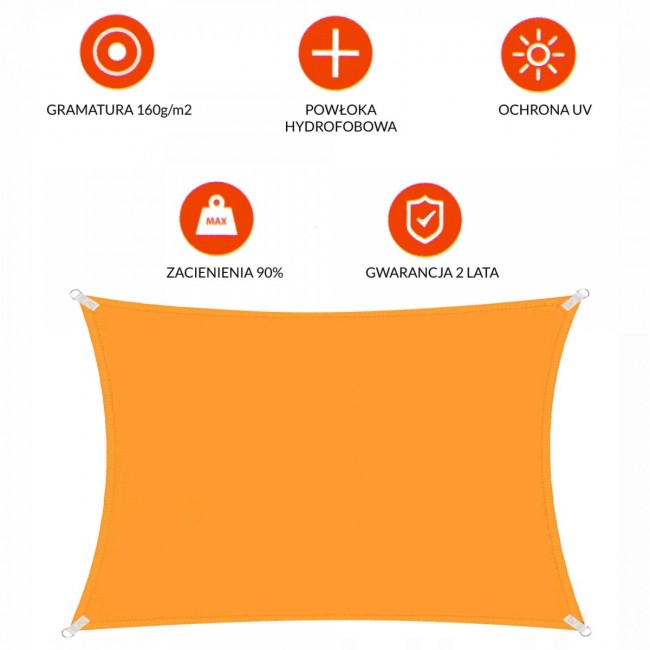 Тент-парус теневой для дома, сада и туризма Springos 4 x 2 м SN1039 Orange