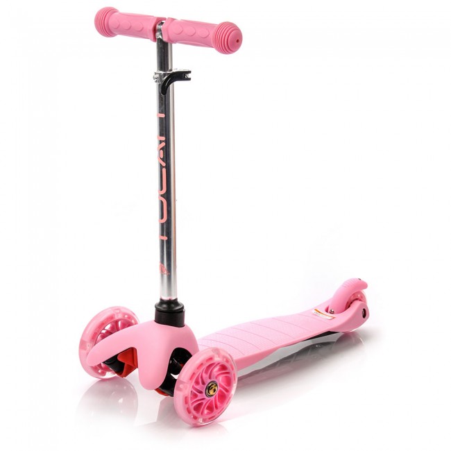 Дитячий самокат триколісний Meteor Tucan Led / pink