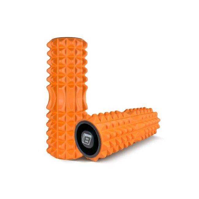 Массажный ролик EasyFit Grid Roller 33 см v.1.2 с заглушками с двух сторон (оранжевый)