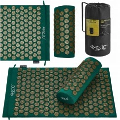 Килимок акупунктурний з валиком 4FIZJO Classic Mat Аплікатор Кузнєцова Navy Green/Gold (P-5907739313300)