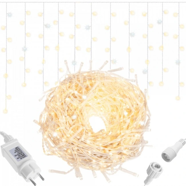 Гірлянда бахрома вулична (зовнішня) Springos 12 м 300 LED + Flash CL0317 Warm White