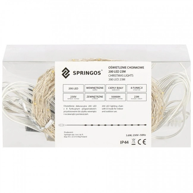 Гірлянда Springos 20 м 200 LED CL0082 Warm White