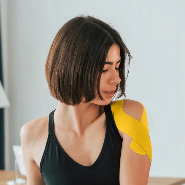 Стрічка кінезіологічна (кінезіо тейп) 4FIZJO 5 см x 5 м Yellow (P-5907739318824)