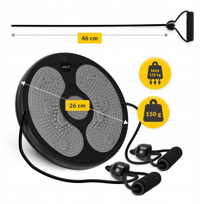 Диск здоровья для талии 4FIZJO Mini Twister с эспандерами Black/Grey (P-5905973402149)