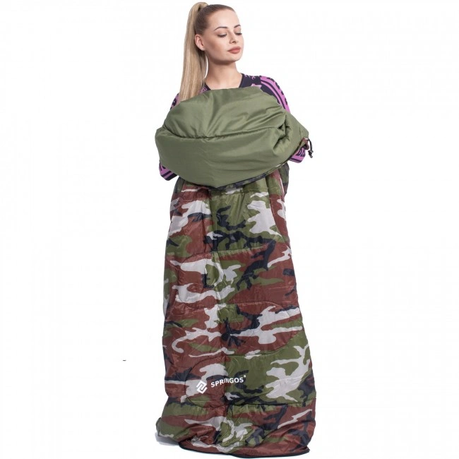 Спальний мішок (спальник) Springos 2 в 1 CS0041 +8 ...+20 °CR Khaki/Green
