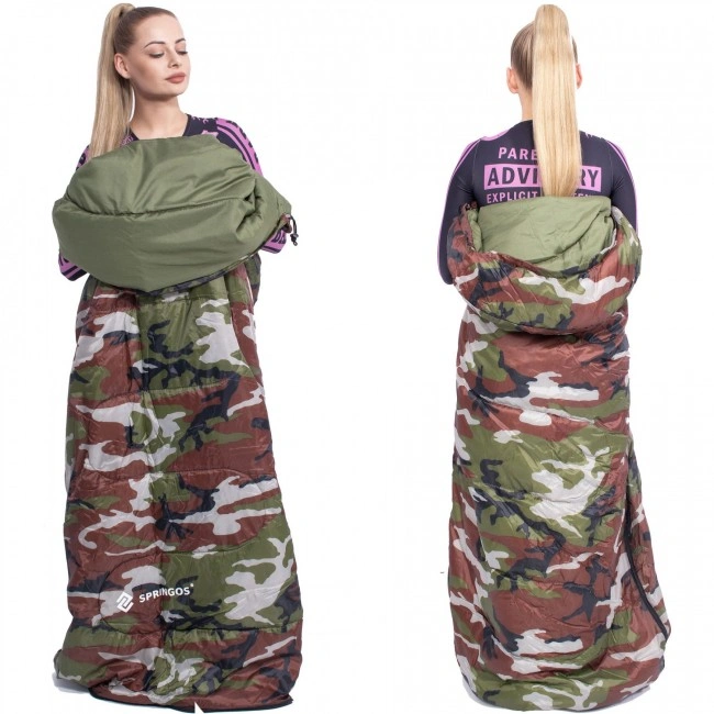 Спальний мішок (спальник) Springos 2 в 1 CS0041 +8 ...+20 °CR Khaki/Green
