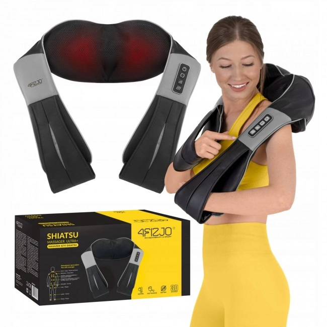 Накидка-масажер 4FIZJO Shiatsu Ultra+ для шиї та спини, акумуляторний Black/Grey (P-5907739319098)