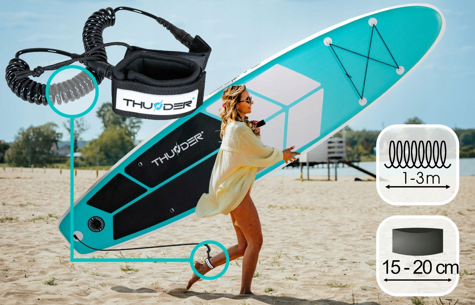 Deska SUP 320CM nadmuchiwana paddle stabilna wiosło zestaw Thunder EAN (GTIN) 5904161752356