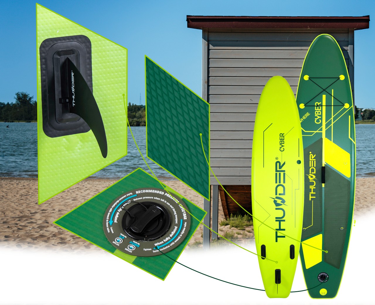 Deska SUP 320CM dmuchana wytrzymała pompowana do pływania zestaw Thunder Rodzaj deski SUP